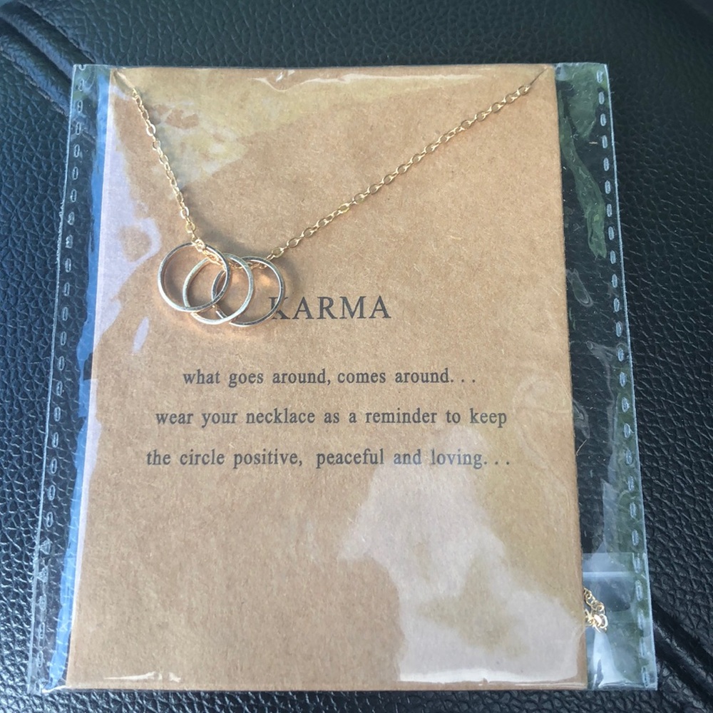 Gold Plated Karma Necklace Brand New on Card